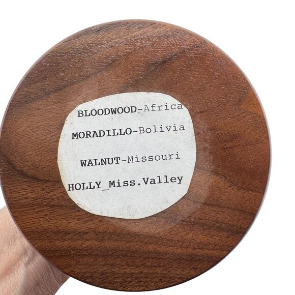 Handcrafted Wooden Decorative Vase from Missouri W/ Inlay Pattern 4" x 4" - Picture 6 of 7